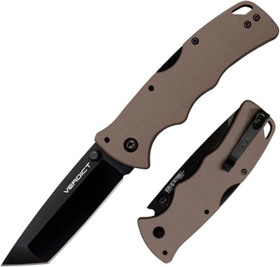 Cold Steel Verdict 3" AUS10A Tanto Point Blade 4.25" G-10 FDE Handle Everyday Carry Tactical Folding Knife with Tri-Ad Lock - $76.15 + FREE Shipping