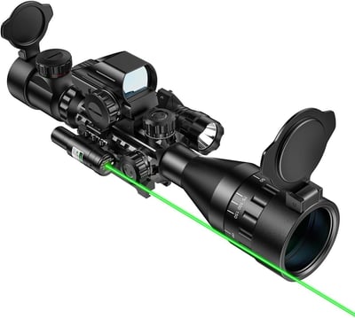 15% off MidTen 4-16x50 AO Hunting Rifle Scope Dual Illuminated Optics & Illuminated Reflex Sight 4 Holographic Reticle Red/Green Dot Sight & Laser Sight & Flashlight w/code L9N4U4DZ - $76.49 + FREE Shipping
