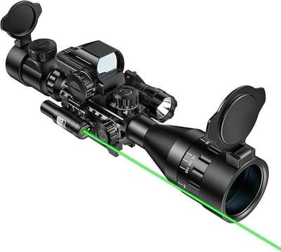 MidTen 4-16x50 AO Tactical Rifle Scope Dual Illuminated Optics & Illuminated Reflex Sight 4 Holographic Reticle Red/Green Dot & Laser Sight & Flashlight - $79.99 w/code "2W3PZSWF" + FREE Shipping