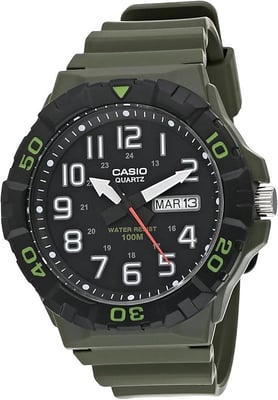 Casio MRW210H 100 Meter Water Date Display Rotary Bezel (HR, Min, SEC, PM, Date, Day) 3 Year Battery (OD Green) - $27.57 + FREE Shipping