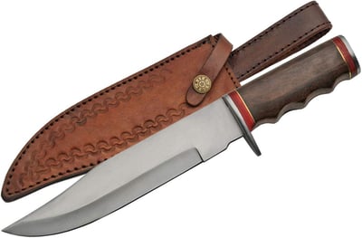 SZCO Full Tang Hunting Knife 12" Stainless Steel Blade Wood Handle & Sheath - $10.57 + FREE Shipping