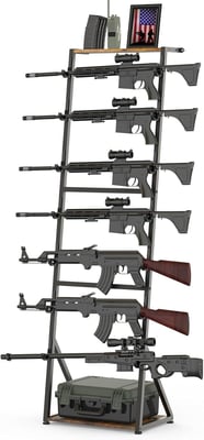 Gun Racks, Indoor Gun Rack for Wall Mount Holds up 7 Guns, Floor Standing Rifle Racks Gun Display Stand, Black - $39.99 + FREE Shipping