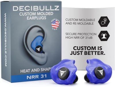 Decibullz Custom Molded Earplugs 31dB Highest NRR.(multiple colors available) - $19.99 + FREE Shipping