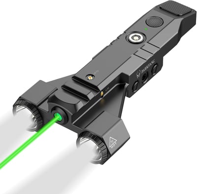 DARKFANG 1450 Lumen Tactical Flashlight with Green Laser Beam Combo, Low Profile Design Rechargeable Weapon Light for Picatinny Rail - $95.19 + FREE Shipping