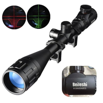 Beileshi 6-24X50mm AOEG Optics Red/Green Illuminated Crosshair With Flip Up Scope Covers - $39.94 + Free Shipping (Free S/H over $25)