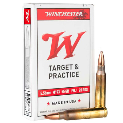 Winchester USA White Box 5.56mm NATO 55gr FMJ 200 Rounds (10 boxes) - $111.05 (after additional 5% off in cart - auto applied, no code needed)  (Free S/H over $75 or Free store pickup)