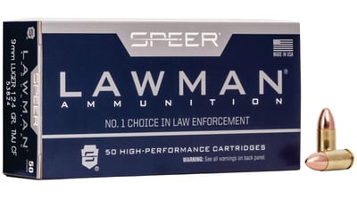 Speer Lawman Handgun CleanFire Training 9mm Luger 124 grain Total Metal Jacket 50 rounds - $28.39 (Free S/H over $49 + Get 2% back from your order in OP Bucks)