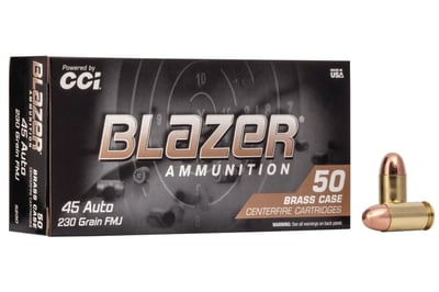 CCI 45 Auto 230 gr FMJ RN Blazer Brass 50/Box - $18.99