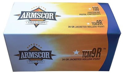 Armscor 22 TCM 9R Ammo 39gr JHP Ammunition - 100 Rounds - $47.98