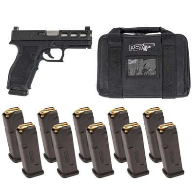 PSA Dagger Full Size - S 9mm SW3 RMR Pistol With Stainless Non-Threaded Barrel With10 -17rd Magazines and Bag, Black - $399.99