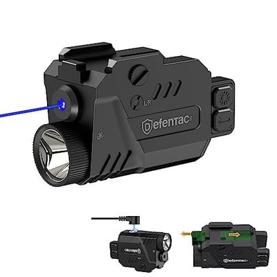 Defentac 680 Lumens Pistol Light Laser Combo, Strobe Tactical Flashlight with Blue Beams for Compact Guns W/a Rail, Rechargeable, Adjustable (680 Lumens, 680lm Blue Laser Light Combo) - $25.79 + FREE Shipping