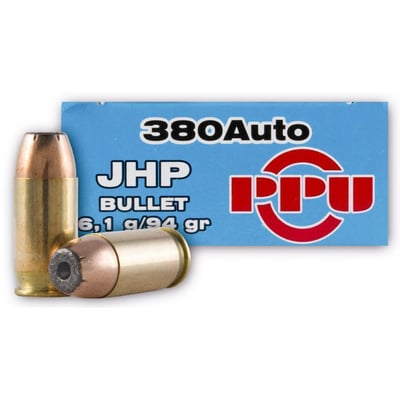 PPU, .380 ACP, JHP, 94 Grain, 50 Rounds - $13.29 (Buyer’s Club price shown - all club orders over $49 ship FREE)