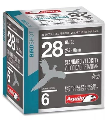 Aguila Ammunition 28ga Birdshot 2.75 inch Shotgun Shells #6 Shot 1oz 1200 fps 25rd Box - $11.99 (S/H $19.99 Firearms, $9.99 Accessories)
