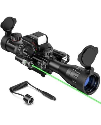 MidTen 2.5-10X40 AO 6-in-1 Rifle Scope with Dual Illuminated Optics, Mil-dot with 4 Holographic Reticle Red Dot & Laser Sight & Pressure Remote Switch & 20mm Mount & Flashlight - $75.19 w/code "H3XIJFGF" + FREE Shipping