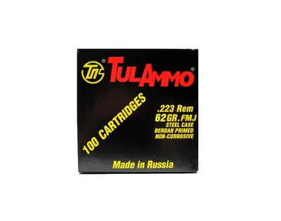 Tula 223 Remington 62gr FMJ Steel Cased Ammunition 100rds - $17.99