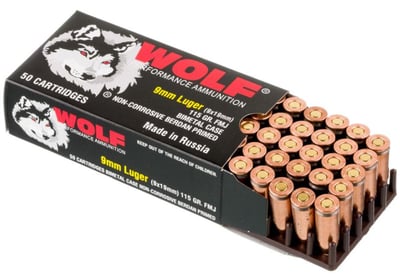 Wolf - 9mm - 115 Grain FMJ - 1350 Rounds **STEEL CASES** - $290 