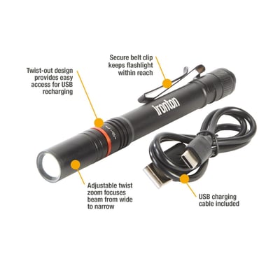 Ironton Dual-Power 300 Lumen Rechargeable LED Flashlight - $9.99 + Free Shipping (lower 48 states)