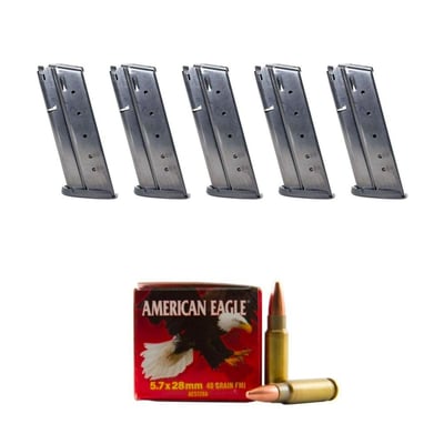 5 Rock Magazines & American Eagle 5.7X28MM 40GR FMJ Ammo 50rds - $99.99 