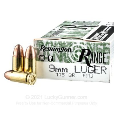 Remington Range 9mm 115 Grain FMJ 250 Rounds - $79.00