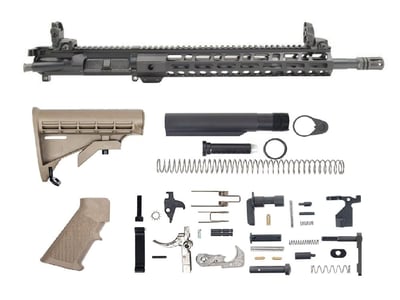 BLEM PSA 16" 5.56 NATO 1/7 Mid-Length Nitride 13.5" Lightweight M-Lok Classic EPT Rifle Kit With MBUS Sight Set, FDE - $429.99