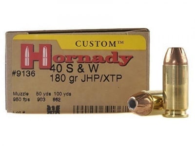 Hornady Pistol .40S&W 180 Grain JHP / XTP 20 rounds - $15.57 (Buyer’s Club price shown - all club orders over $49 ship FREE)