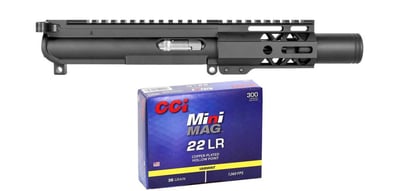 BG Complete 4.5" .22LR Upper Receiver Black 4" M-LOK Flash Can with BCG & CH + 300 Rd CCI Ammo - $291.96 after code "GOLD20" 
