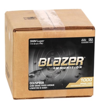 Blazer 9MM Ammunition, 1,000 Round Case, 115 Grain FMJ, 1,000 Rds - $239.99