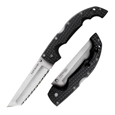 Cold Steel XL Voyager 5.5" AUS10A Tanto Point Serrated Edge Razor-Sharp Blade 6.75" Griv-Ex Handle Everyday Carry Tactical Folding Knife - $54.98 + FREE Shipping