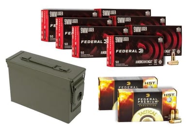 Federal 9mm FMJ 147 Grain 350 Rds + 9mm HST HP 147gr 100 Rds + Military Ammo Can - $175 (Free S/H)