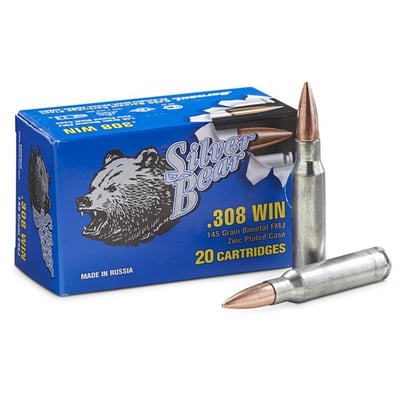 Silver Bear, .308 Win., FMJ, 145 Grain, 20 Rounds - $9.02 (Buyer’s Club price shown - all club orders over $49 ship FREE)