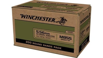 Winchester USA M855 Brass 5.56 NATO 62-Grains 200-Rounds Full Metal Jacket - $110.99 ($19.99 S/H on Firearms / $15.99 Flat Rate S/H on ammo)