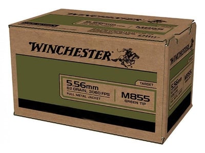 Winchester M855 5.56 Bulk Ammo 62 Grain FMJ 1000rds - WM8551000 - $549.99 