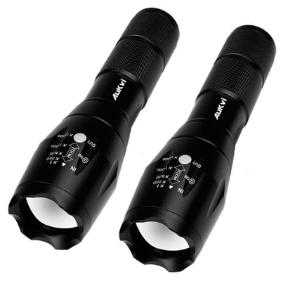 AuKvi 2Pcs Tactical Flashlight Military Tac Light Water Resistant 5 Mode Zoomable Led Flashlight - $15.99 + FS over $35 (Free S/H over $25)