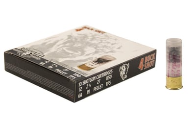 Buffalo Cartridge 12 Gauge 2-3/4" #4 Buck Shot 27 Pellet 10 Rounds - $3.99 