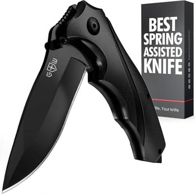 Grand Way Tactical Knife for Men - Spring Assisted Knife with Glass Breaker and Pocket Clip - $7.49 + FREE Shipping