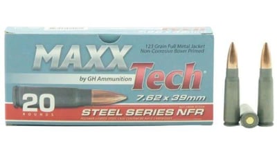 MAXXTech 7.62x39 - 123 Grain FMJ - MAXXTech Steel Series NFR - 600 Rounds - $330