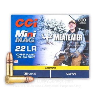 CCI MeatEater Mini Mag Ammo 22 LR 36 Grain Copper Plated Hollow Point 300 Rounds - $32.99