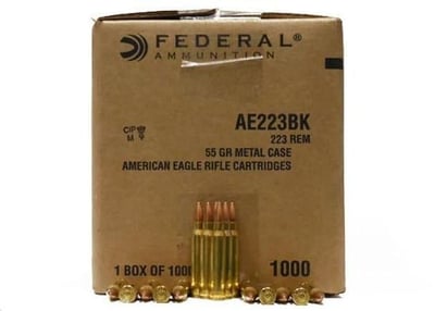 Federal American Eagle 223 REM 55 GR FMJ 1000 rounds - $480