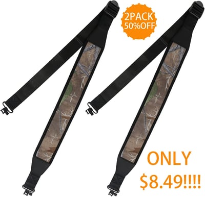 Yutetuter 2-Pack Two Point Traditional Sling with 1.25” Swivel 2.2” Neoprene Shoulder Pad Adjustable Length 24” to 50” - $8.49 w/code "506ELOEU" + FREE Shipping