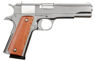 Rock Island 51433 GI Standard FS 45 ACP 5" 8+1 Nickel Wood Grip - $583.53 