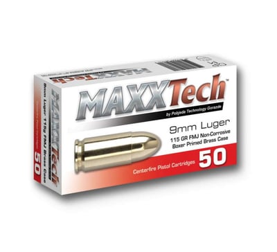 Maxxtech 9mm 115 Grain FMJ 50 Rounds - $12.99