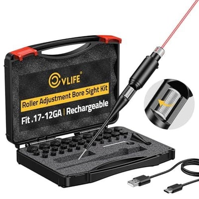30% off CVLIFE Bore Sight Laser, Roller Adjustment Red/Green Laser Bore Sight Kit with 32 Adapters fit 0.17 to 12GA Calibers, Multi-Caliber Laser Bore Sighting Kit for All Firearms, Hunting bore Sight kit w/code TQWS7RXW - $27.29 + FREE Shipping