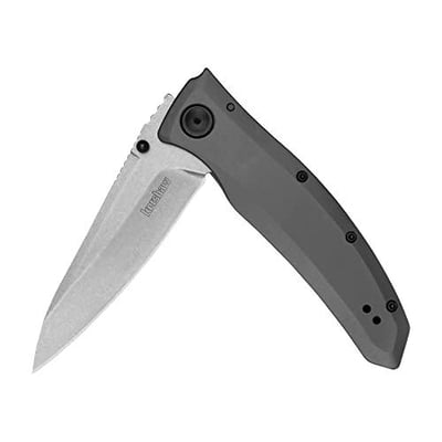 Kershaw Grid Folding Pocket Knife, Large 3.7 inch Stainless Steel Stonewashed Blade, Steel Handle, Assisted Opening, Pocketclip - $25.6 + FREE Shipping