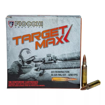 Fiocchi Target Max .223 55 Gr FMJBT SCHEELS Exclusive Rifle Ammunition 100 Round Box - $44.99