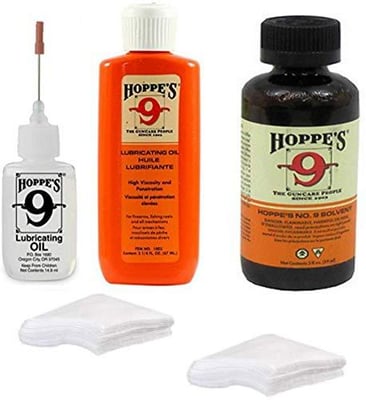 Hoppes 9 Elite Gun Cleaning Kit: Gun Bore Cleaner, Lubricant Oil, Precision Lubricator & 25-40 Patches - $16.99 (Free S/H over $25)