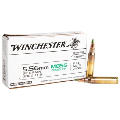 Winchester 5.56mm NATO 62gr FMJLC Rifle Ammo - 20 Rounds - $10.99  (Free S/H over $49)