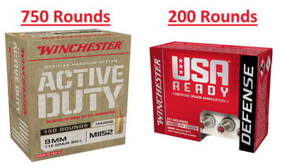 Winchester 9mm 115gr FMJ 750 Rounds + 9mm 124gr Hex-Vent HP 200 Rounds 950 ROUNDS TOTAL - $350 (Free S/H)