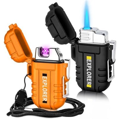 2 Pack Waterproof Outdoor Windproof Torch Lighters USB Rechargeable - $13.48 (coupon price) + FREE Shipping