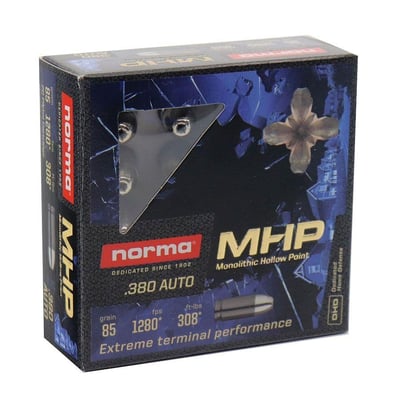 NORMA 85 gr MHP .380 ACP Ammunition 20 Rounds - $6.99