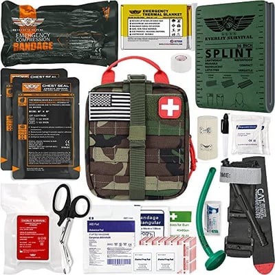 EVERLIT Advanced Emergency Trauma Kit, CAT GEN-7 Tourniquet Mil-Spec Nylon Laser Cut Pouch with 36" Splint, Military Combat Tactical IFAK for First Aid Response Bleeding Control (Woodland) - $89.95 + FREE Shipping
